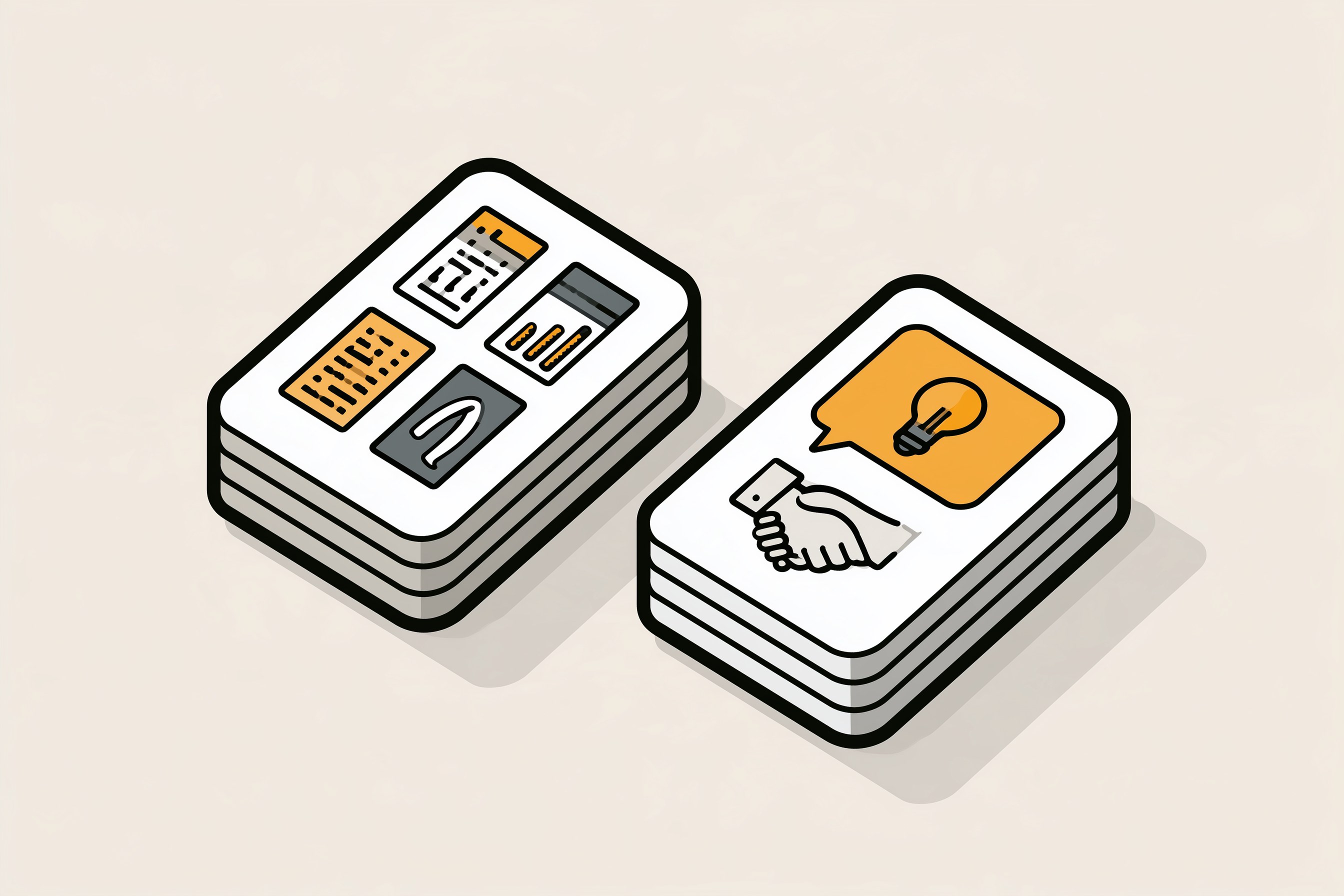 Simple graphic splitting presentation work into two piles, layout and formatting for ChatGPT Slides and story and the ask for the business owner