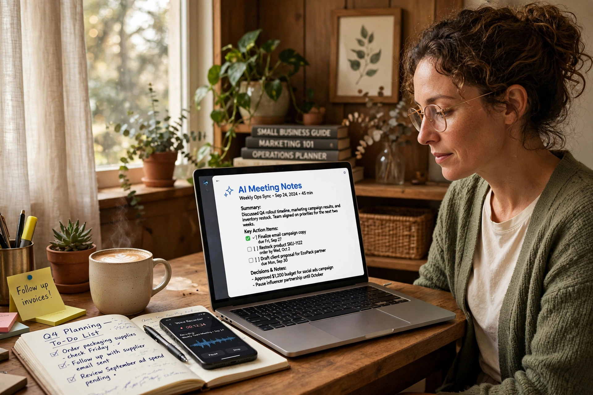 AI meeting notes workflow for small business owners