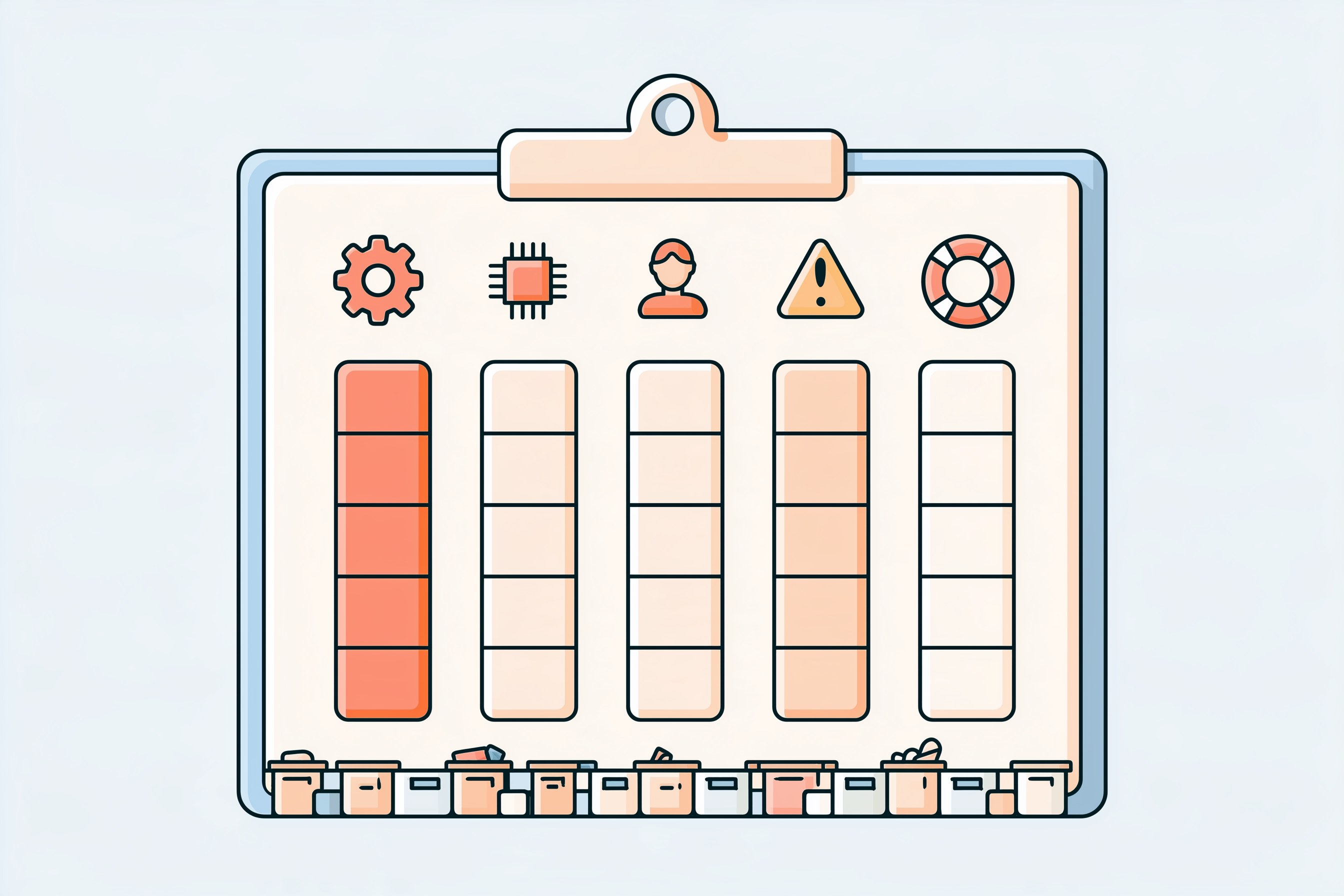 Simple five-column AI Parts List showing what each tool does, the model it runs on, who set it up, what happens if it stops, and the backup plan, to prepare for the GPT-4o API shutdown