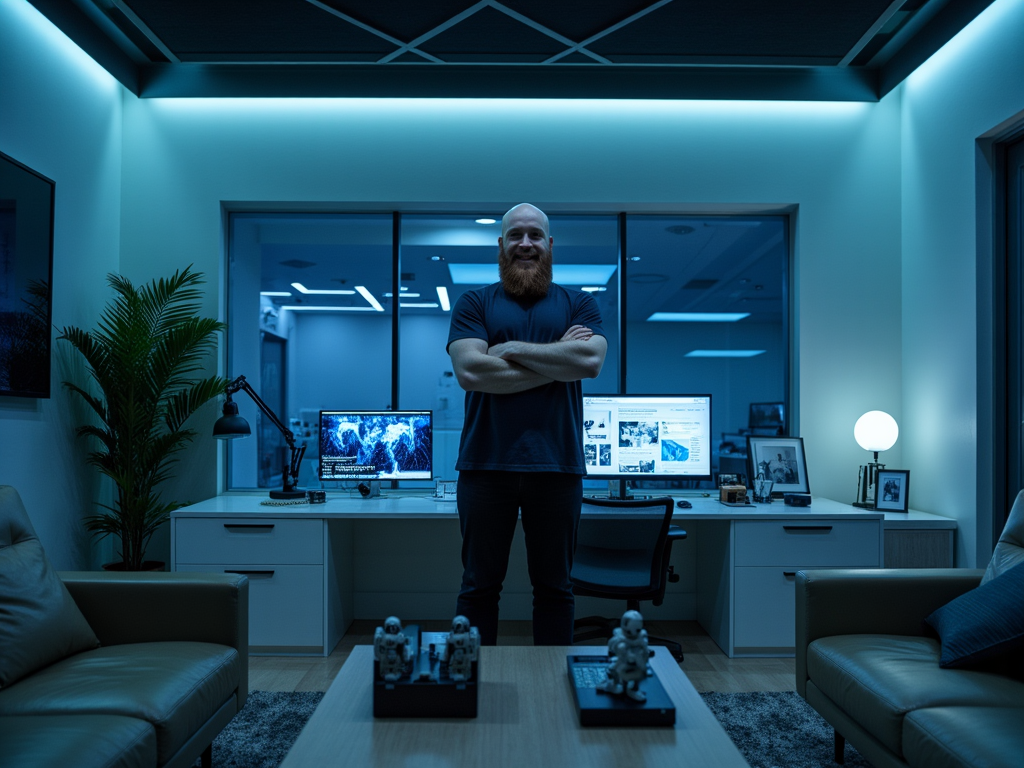 Warren's workspace with automation systems